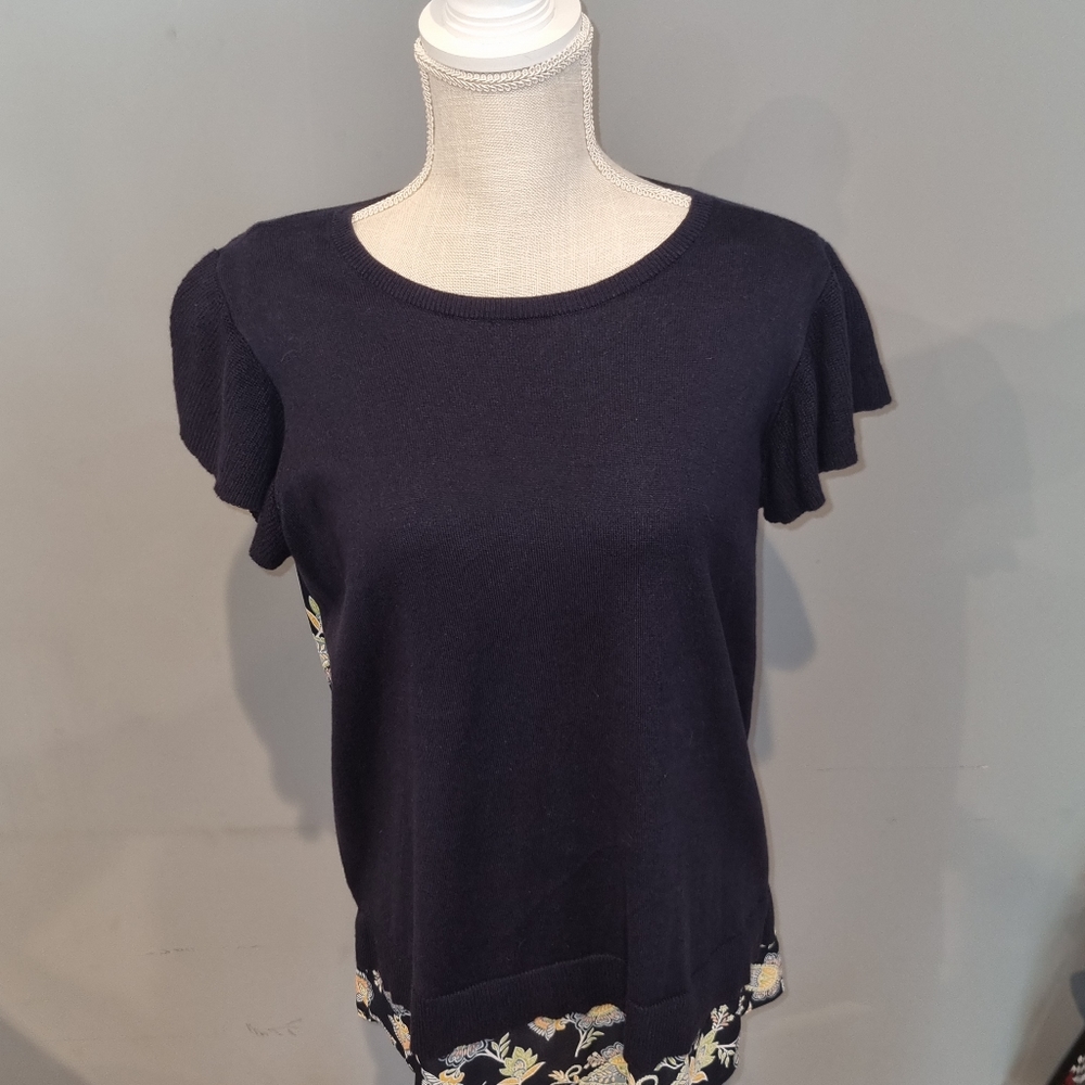 Loft floral paisley flutter sleeve sweater